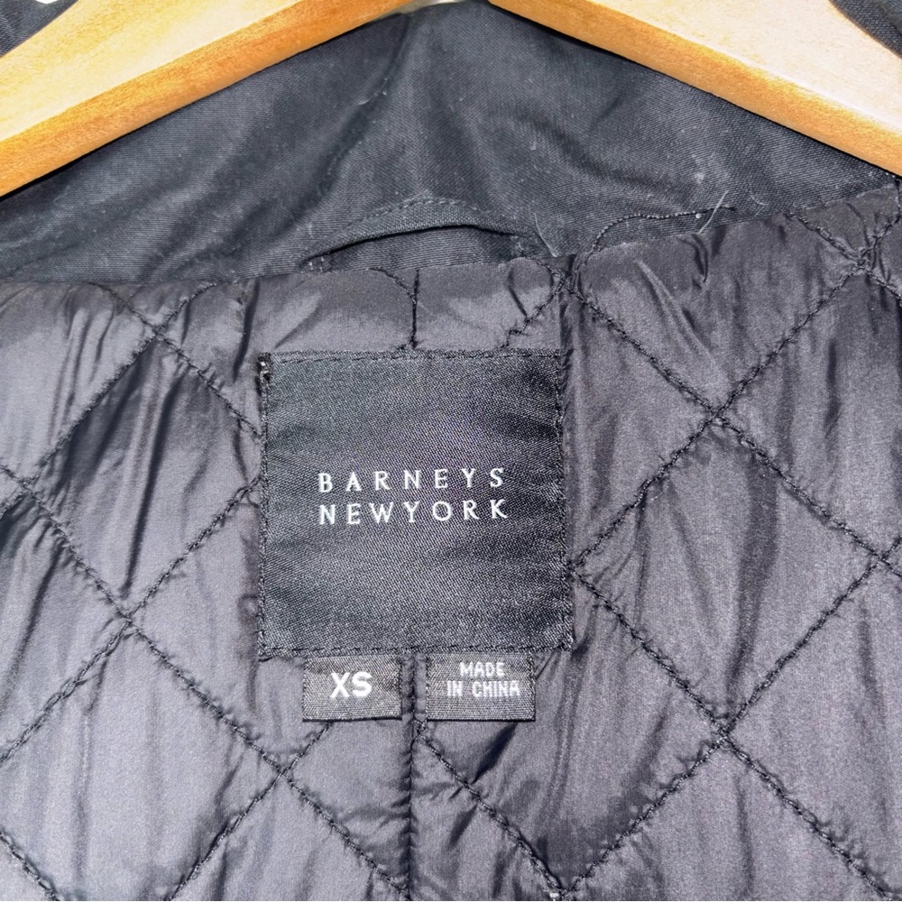 Barneys New York Women’s XS Black Winter Parka Coat Faux Fur Hood Quilted Zip - Picture 3 of 16